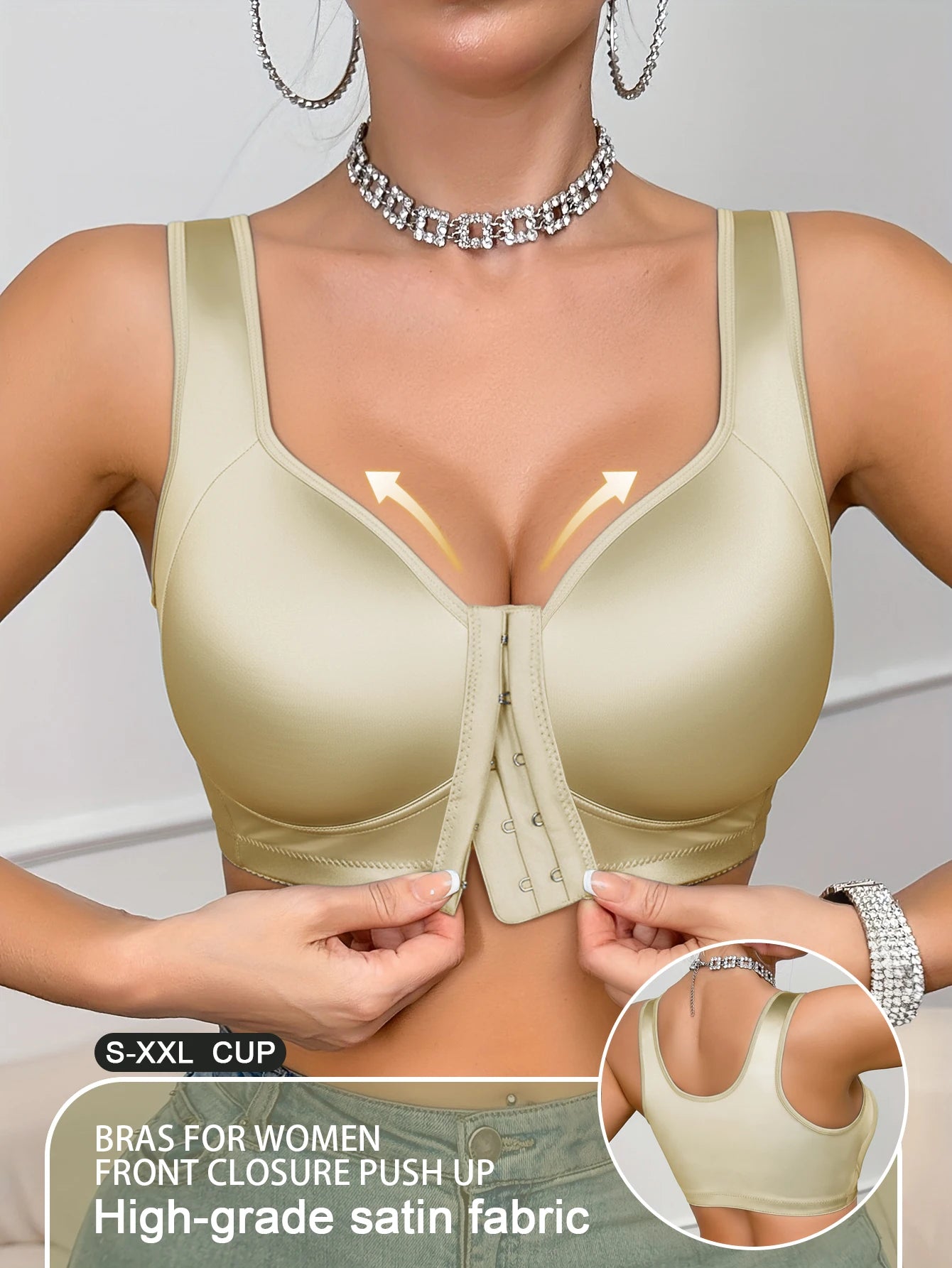 Front Closure Women's Wireless Sports Bras Medium Support Yoga Exercise Athletic Bras.