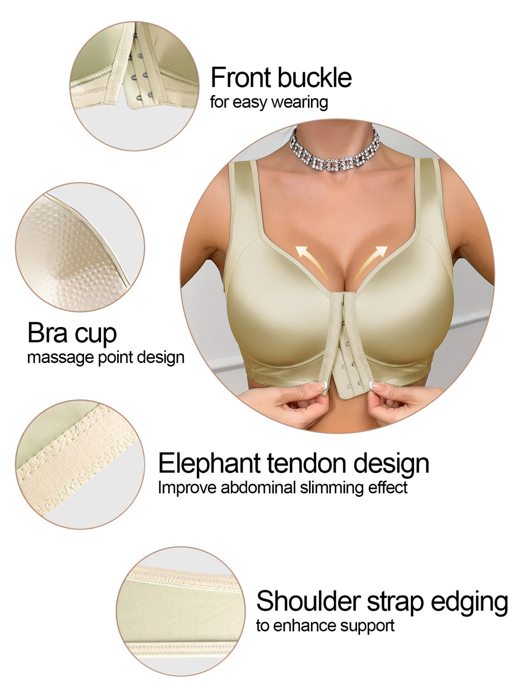 Front Closure Women's Wireless Sports Bras Medium Support Yoga Exercise Athletic Bras.