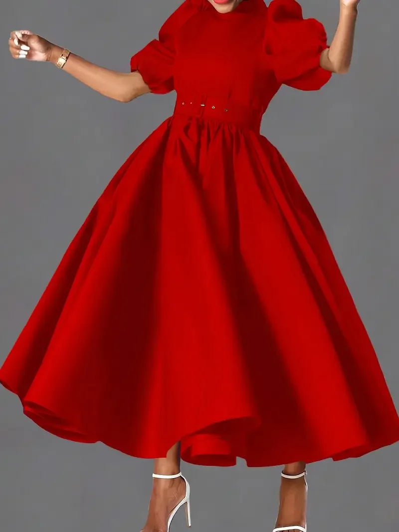 Ladies Elegant Office Dresses Waist Cinching Casual Loose Plus Size Dress