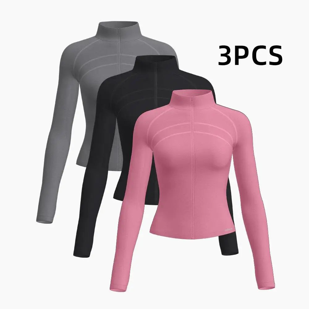3Pcs Women's BBL Zip up Sports Yoga Jackets.