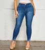 Women's Plus Size Slim Fit Blue Denim Stretch Jeans.
