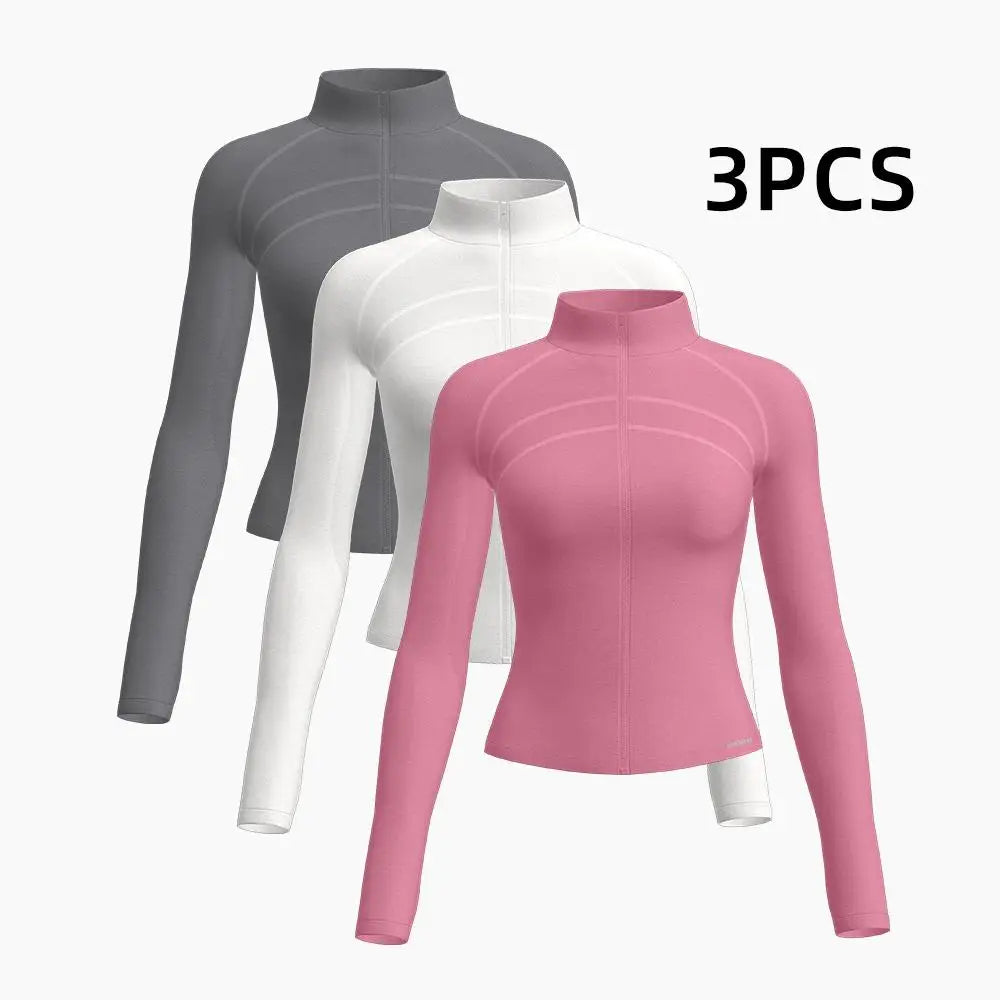 3Pcs Women's BBL Zip up Sports Yoga Jackets.
