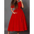 Ladies Elegant Office Dresses Waist Cinching Casual Loose Plus Size Dress