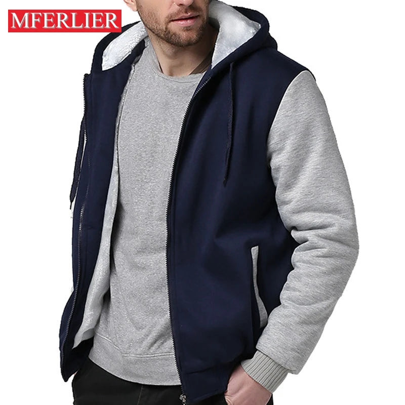 Plus Size Autumn Winter Fleece Men's Hoodies - 4 colors.