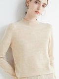 AOSSVIAO 2026 Autumn Winter Solid Mock-neck Pullover Sweater For Women Casual Knitwear Female Clothing Basic Soft Tops
