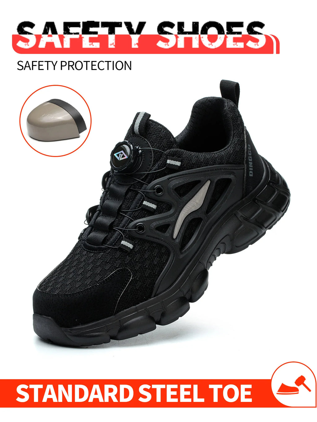 Breathable Woven Knit Industrial Construction Sneakers Industrial And Construction Site protective Safety shoes with Metal toe cap.