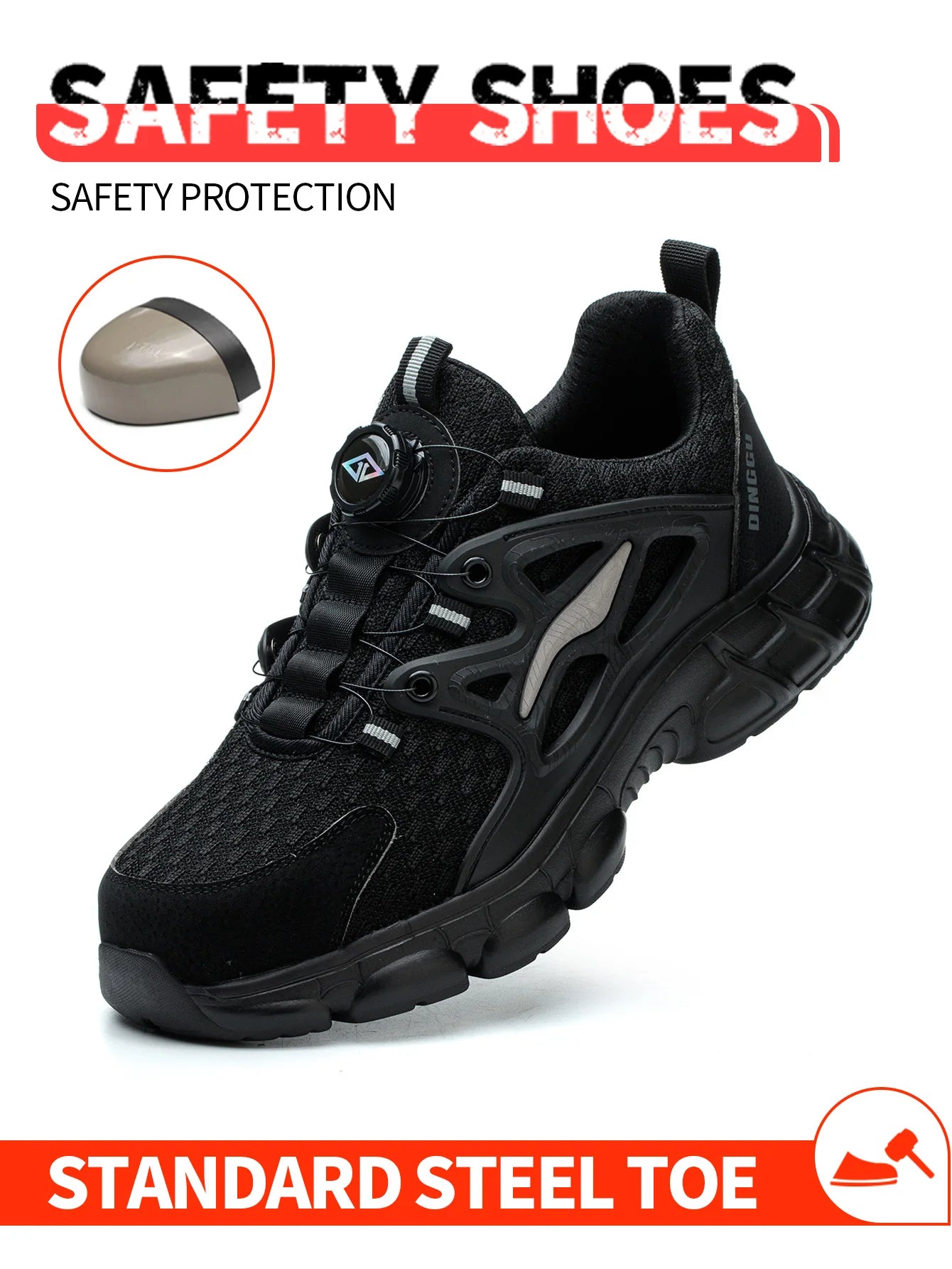 Breathable Woven Knit Industrial Construction Sneakers Industrial And Construction Site protective Safety shoes with Metal toe cap.