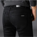 Men Classic Jeans Homme, Man Soft Stretch Black Biker Masculino Denim Pants.