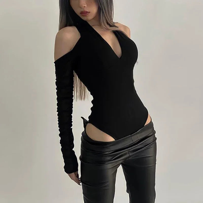 Women Sexy Black Halter Backless Tops.