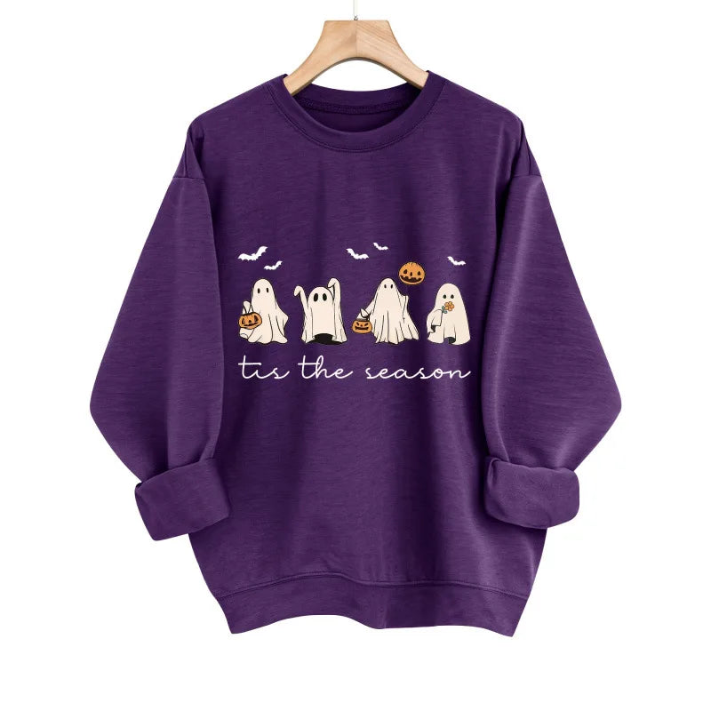 Halloween Ghost Print Womens Cross-Border Casual Comfortable Cardigan.