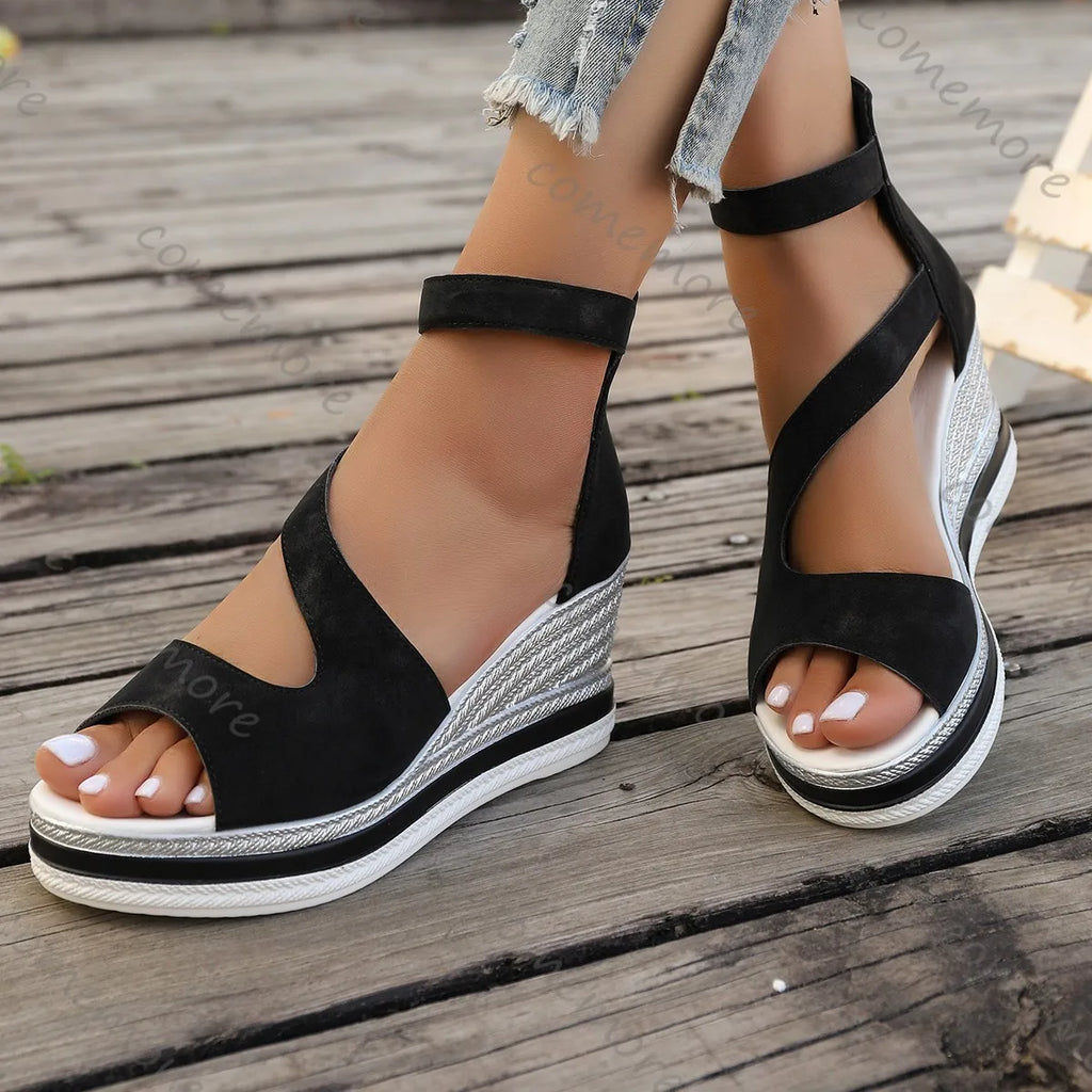 Women's Platform Wedges High Heels for Women, Gladiator Casual Peep Toe Style.