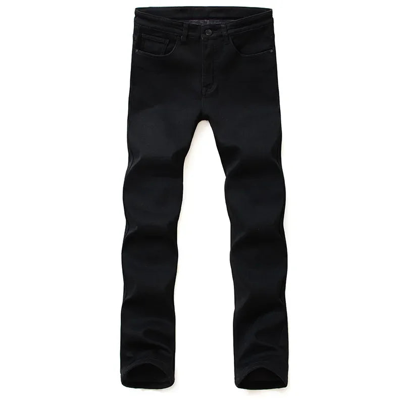 Men Classic Jeans Homme, Man Soft Stretch Black Biker Masculino Denim Pants.