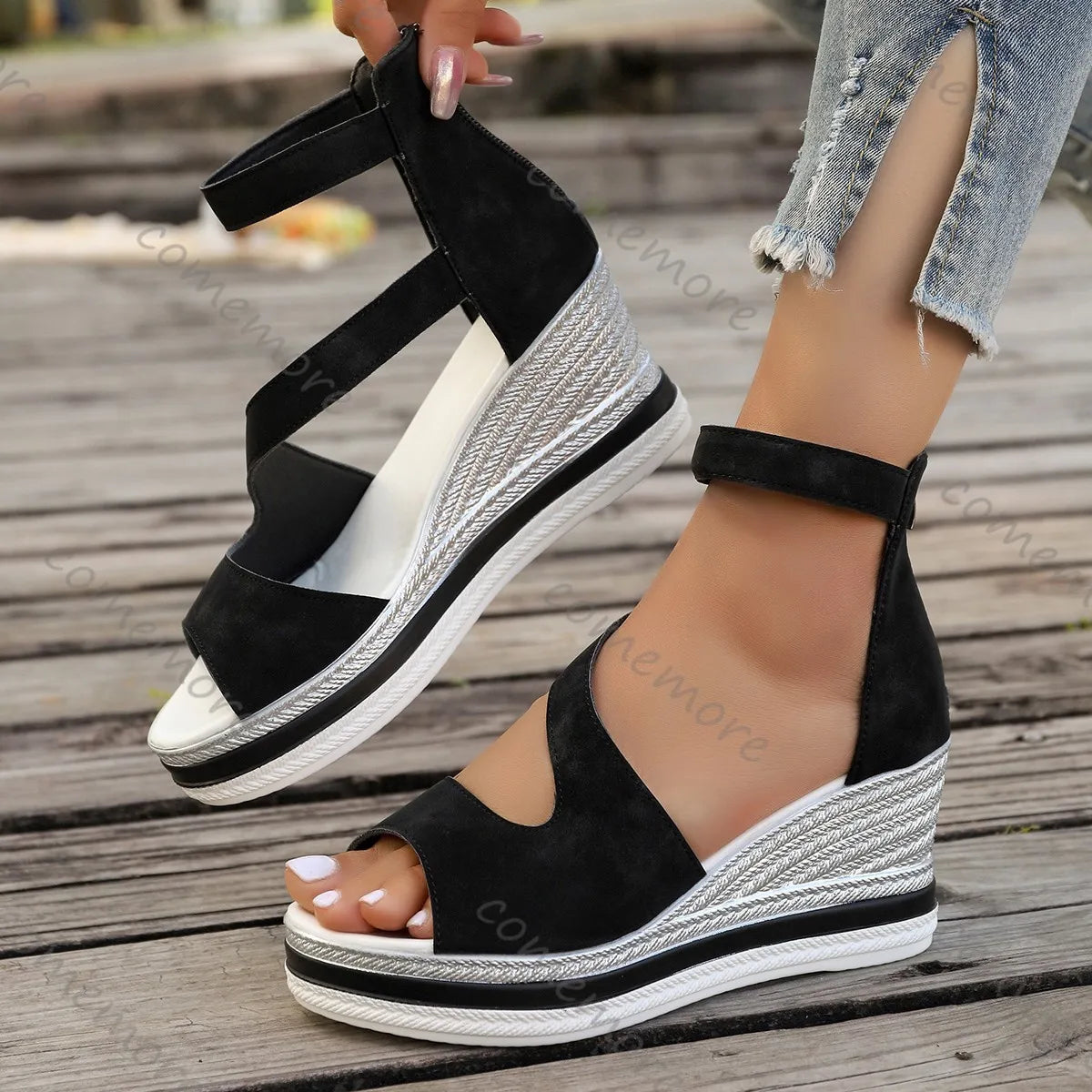 Women's Platform Wedges High Heels for Women, Gladiator Casual Peep Toe Style.