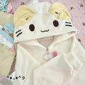 Kawaii Lolita Style Women Fleece Hoodies Cutecore, Soft Girl Zipper, Casual Cartoon Cardigan Jacket.