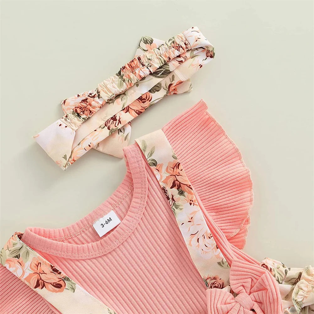 Kids Dress For 0-18 Months Cotton Ruffle Sleeve Cute Butterfly Floral Summer Princess Romper.