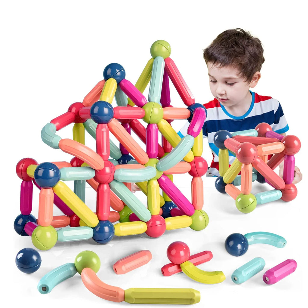 Magnetic Building Blocks Magnetic 68PCS Magnet Set Ball Rods Montessori Rod Educational Toys For Children