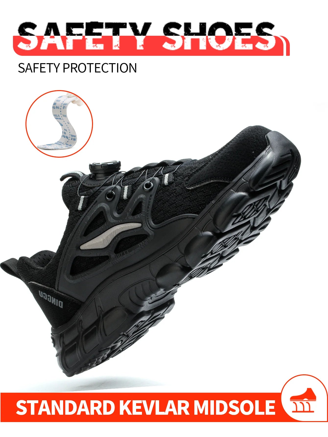 Breathable Woven Knit Industrial Construction Sneakers Industrial And Construction Site protective Safety shoes with Metal toe cap.