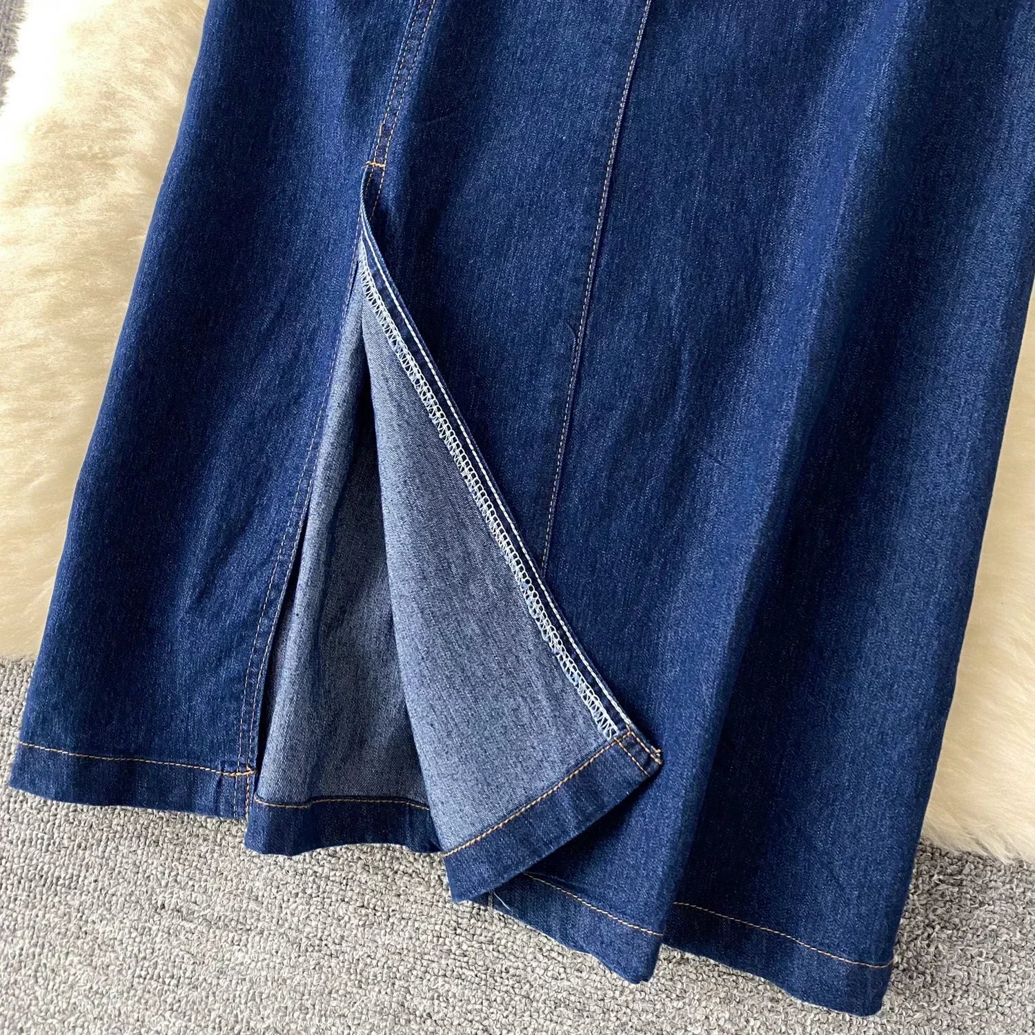 Women's Denim Dresses Polo Neck Short Sleeve Summer Mid Length Vestidos High Waist Belt Elegant Streetwear Y2k Summer.
