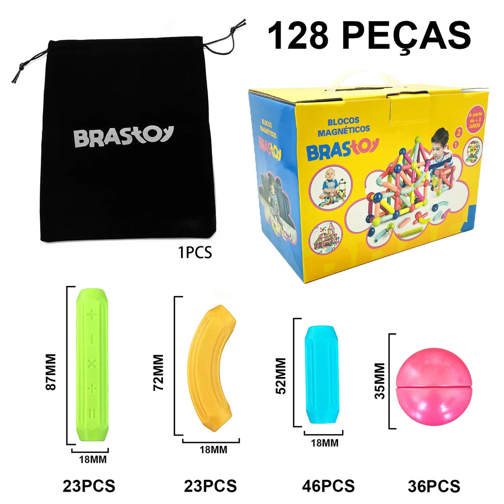Magnetic Building Blocks Magnetic 68PCS Magnet Set Ball Rods Montessori Rod Educational Toys For Children
