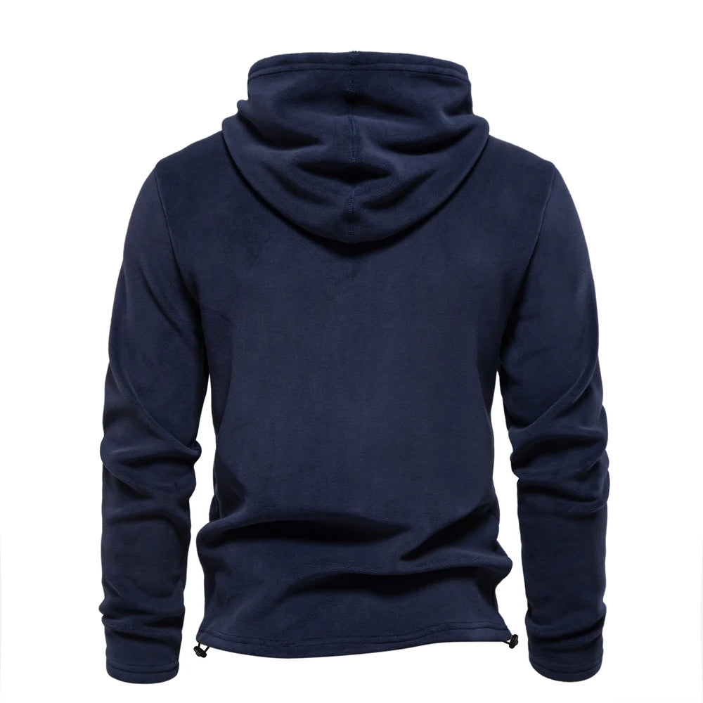Mens Winter Solid Fleece Hoody with High Quality Drawstring Hat.