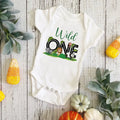 Wild One Birthday Baby Bodusuit Safari Animals Printed Romper Infant 1st Birthday Jungle Party Outfit Jumpsuit Baby Shower Gift