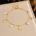 Stainless Steel Butterfly Whale Octopus Crab Pearl Anklets For Women-Waterproof.