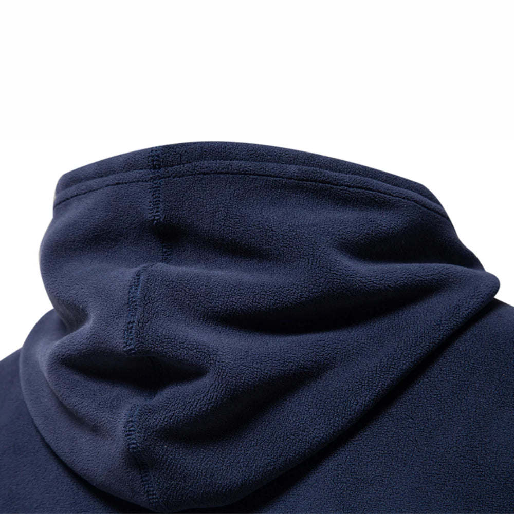 Mens Winter Solid Fleece Hoody with High Quality Drawstring Hat.