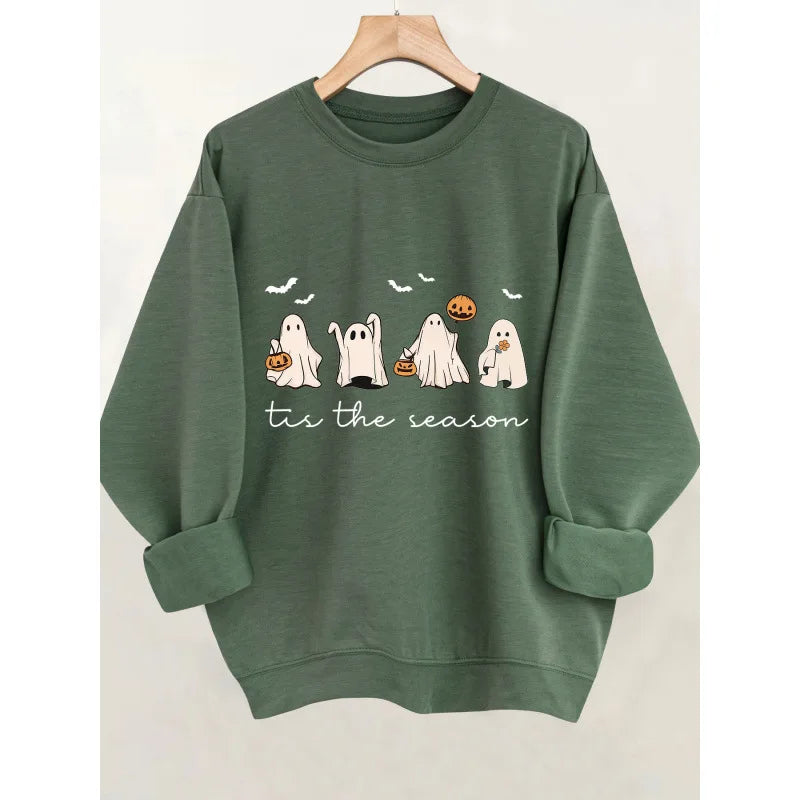 Halloween Ghost Print Womens Cross-Border Casual Comfortable Cardigan.
