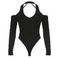 Women Sexy Black Halter Backless Tops.