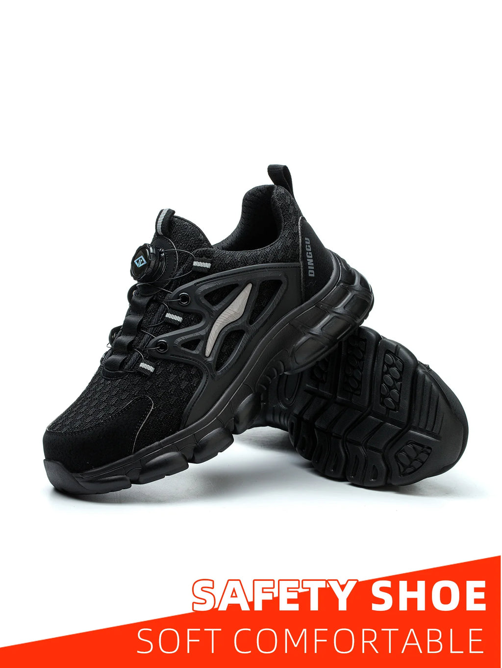 Breathable Woven Knit Industrial Construction Sneakers Industrial And Construction Site protective Safety shoes with Metal toe cap.
