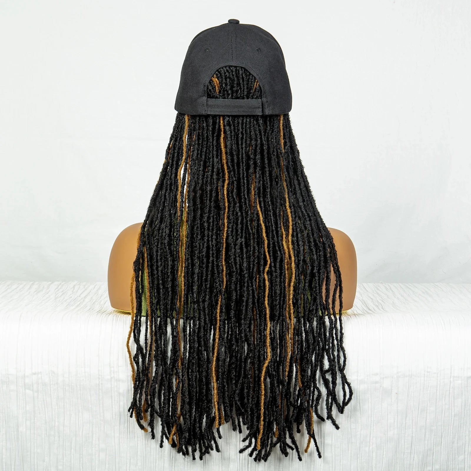 Hat Wig Baseball Cap with Highlight Dreadlocks Braided Wig with 22 In Goddess Locs Crochet.
