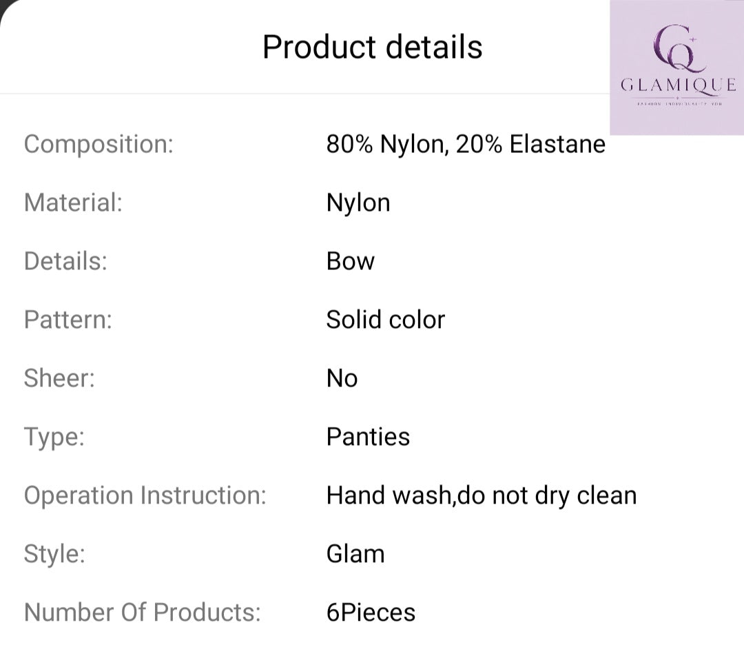 Product details: 80% Nylon 20% Elastane, bow design, hand wash