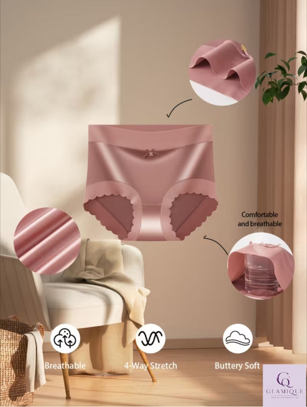 Size guide for women's satin panties XS to XXL