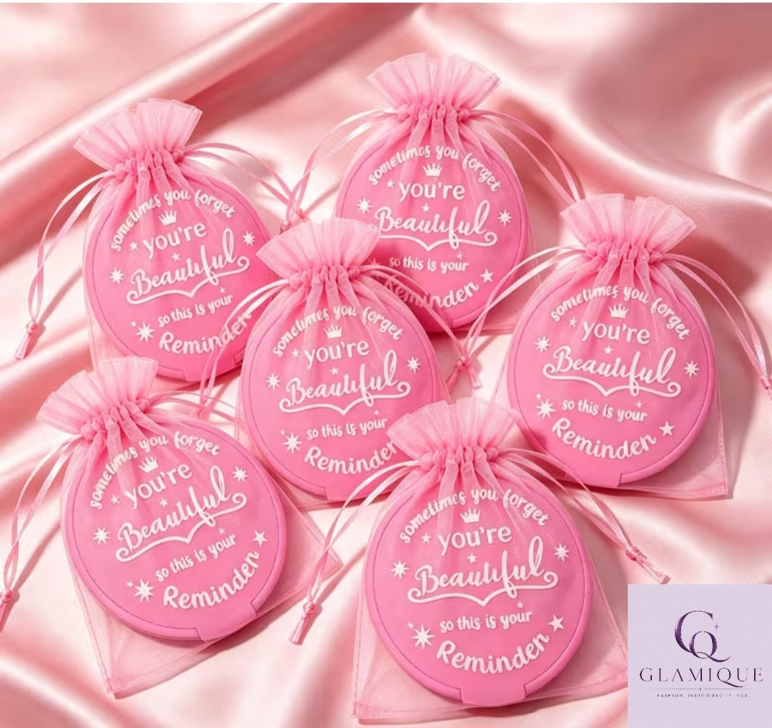 "You're Beautiful" Compact Mirror & Pouch Set