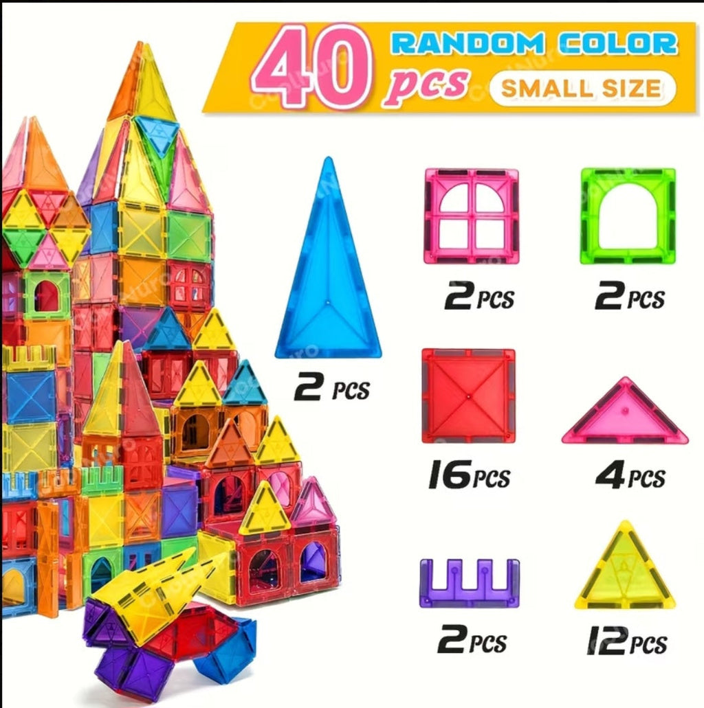 Magnetic Building Blocks – 40-Piece Sensory Educational Set.