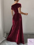 New Spring Women's Velvet Off-Shoulder Floor-Length Dress