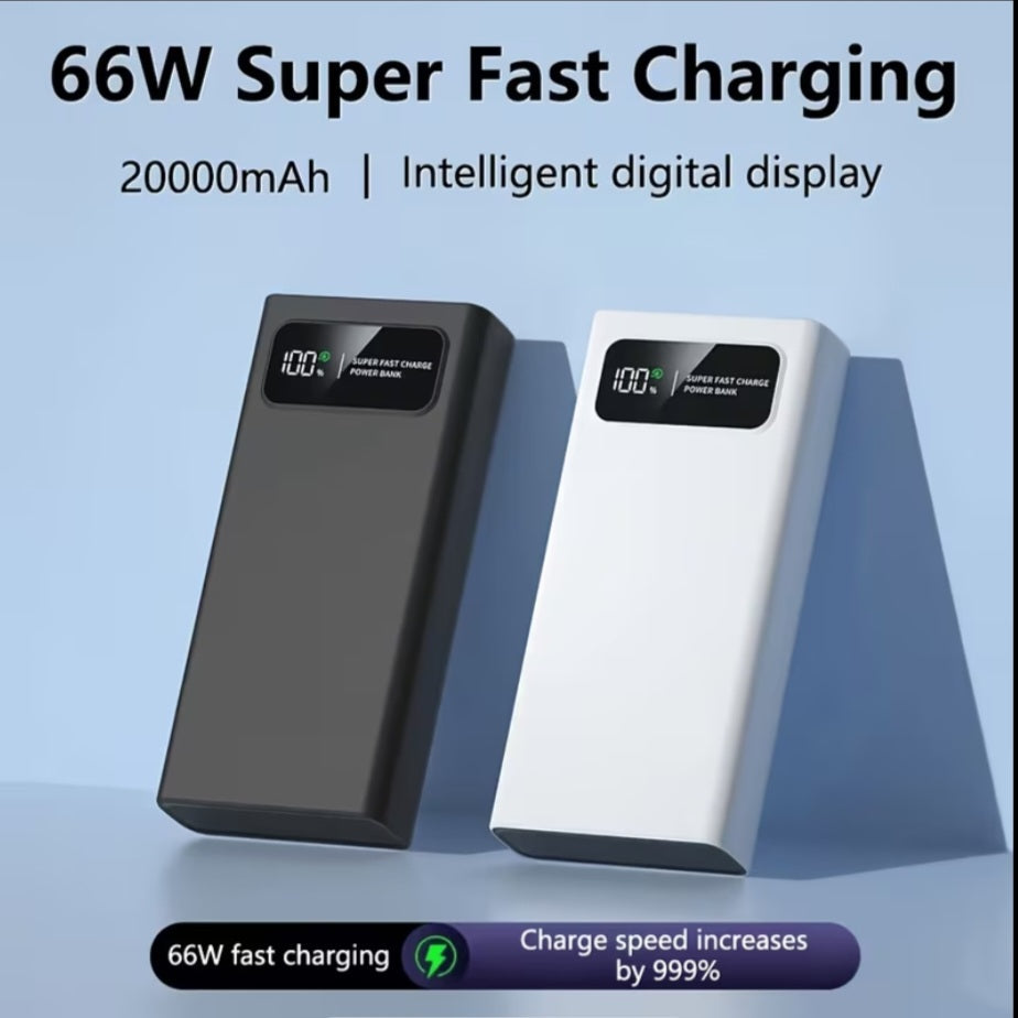 20000mAh Portable Charger Power Bank | 66W Super Fast Charging | LCD Display | Dual USB + USB-C