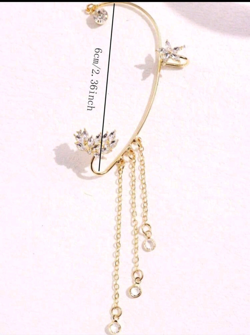 1pc Elegant Delicate Golden Butterfly Rhinestone Left Ear Cuff Earring.