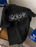 Adults MADE TO WORSHIP print short sleeve T-Shirt.