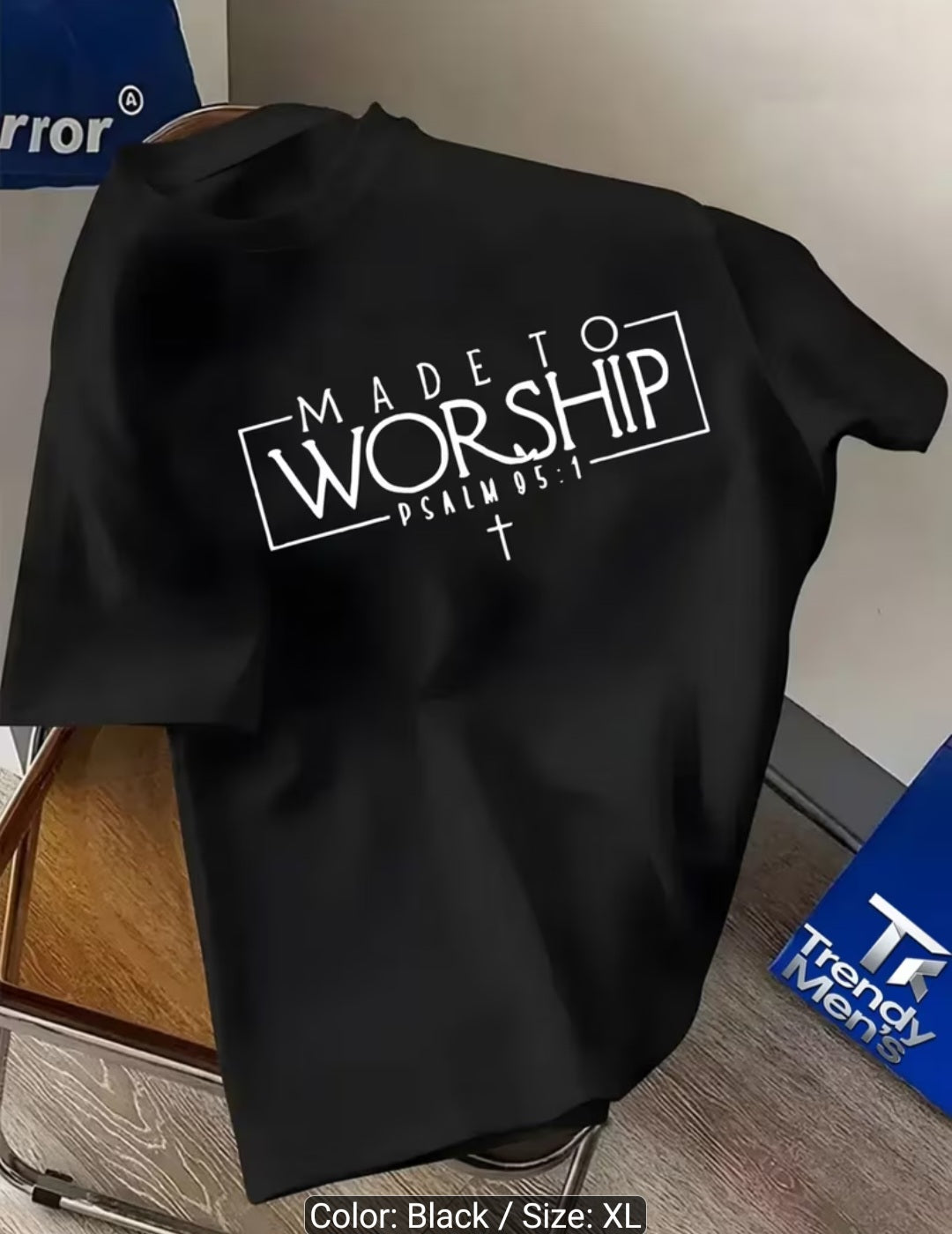 Adults MADE TO WORSHIP print short sleeve T-Shirt.