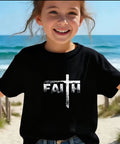 Kiddies FAITH Cross Print Short Sleeve T-Shirt.