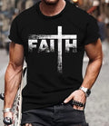 Unisex Adults FAITH cross print short sleeve T-Shirt.