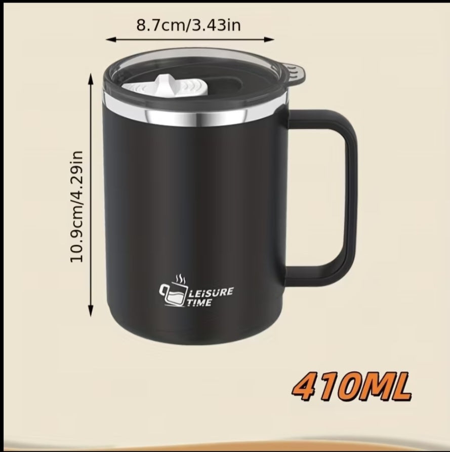Leisure Time Insulated Stainless Steel Mug with Lid – 410ml