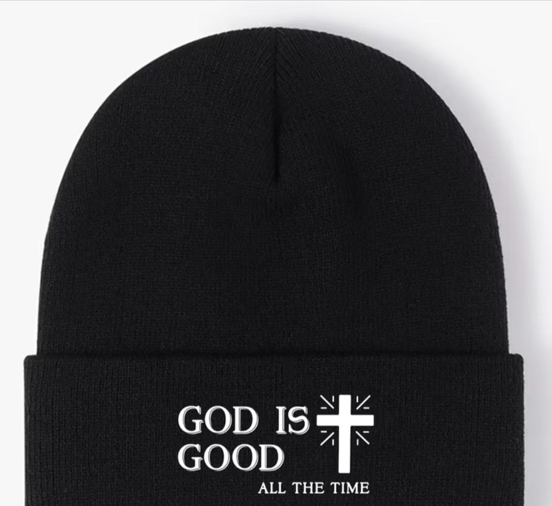 GOD IS GOOD (Cross) Autumn and Winter Outdoor Casual Beanie Cap.