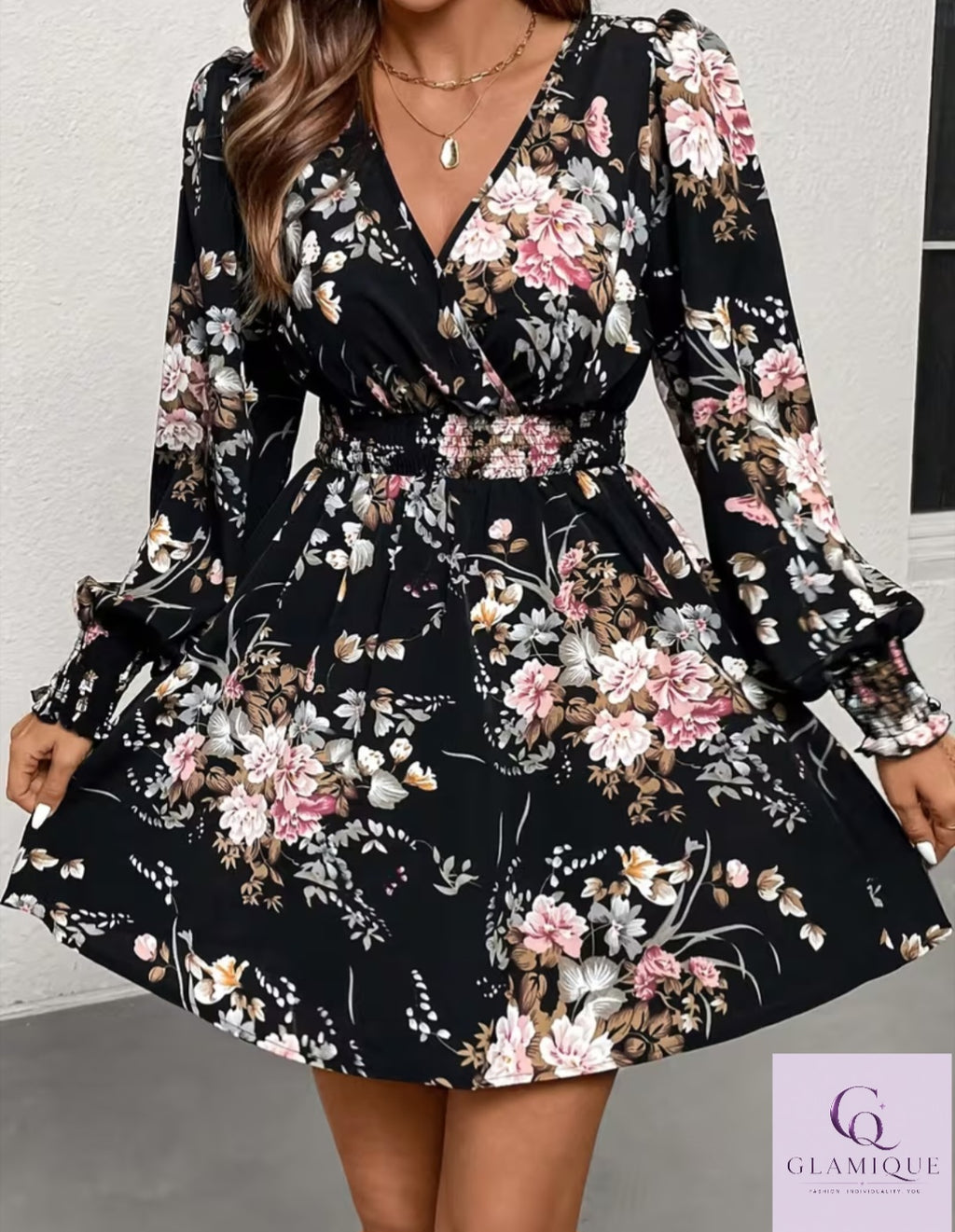 Floral Print V-Neck dress