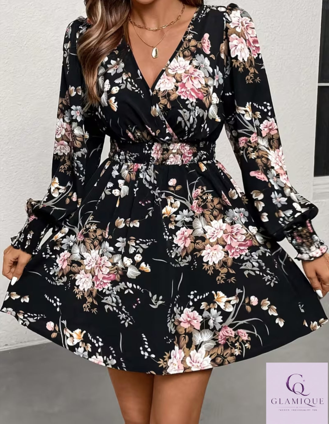 Floral Print V-Neck dress